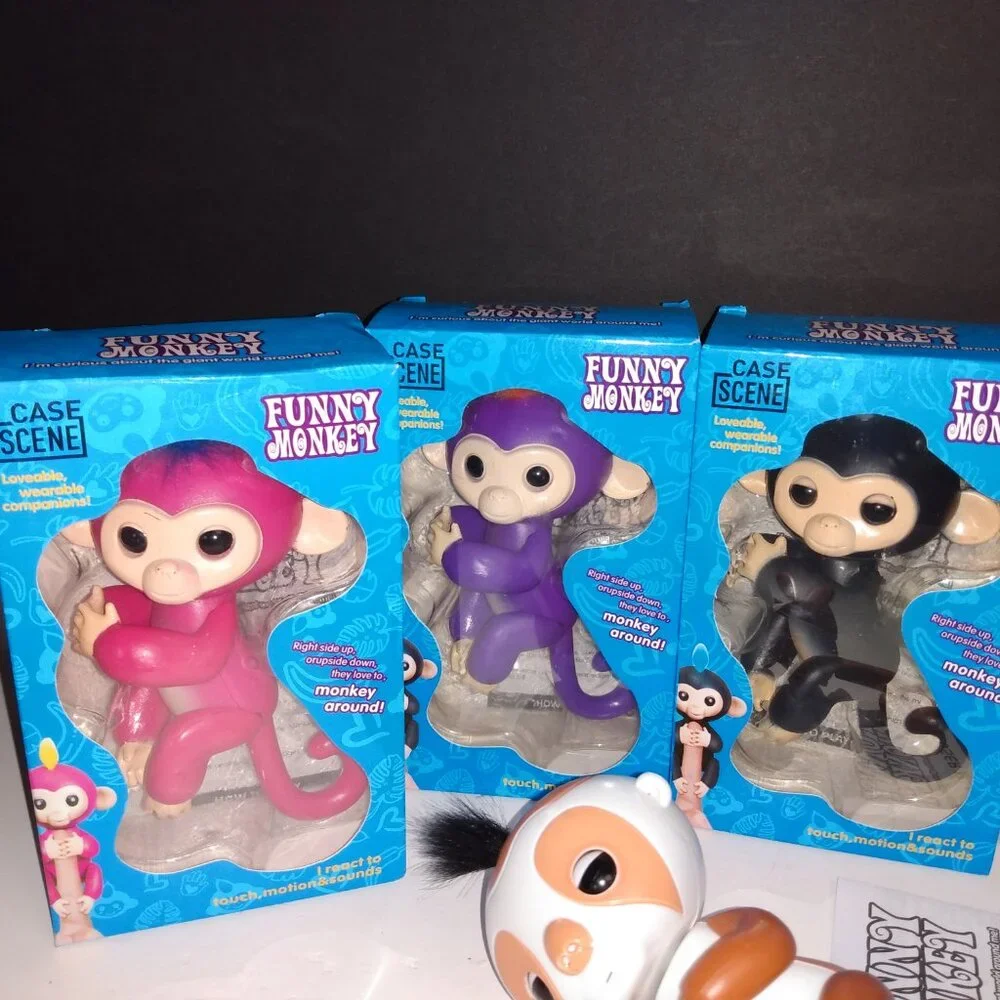 Lot Of 6 Funny Monkey Toys + Sloth (Bootleg Fingerlings) W/ Boxes - Picture 4 of 9